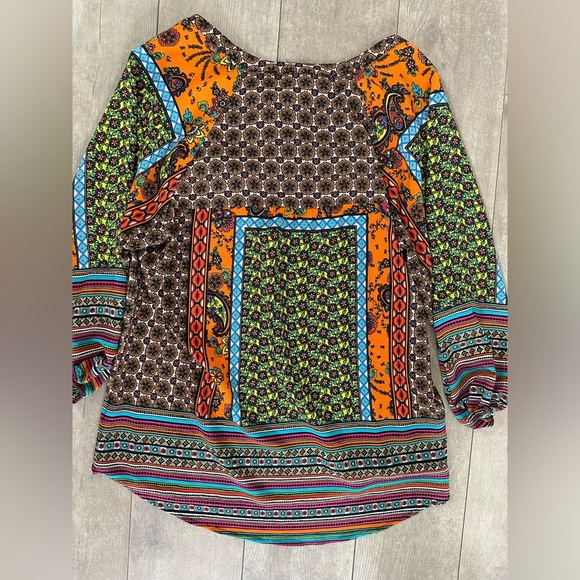 Fig and Flower Anthropologie Mixed Media Tunic Blouse women’s large - Picture 15 of 16